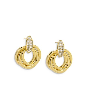 Shop By Adina Eden Pave Dangling Twisted Knot Stud Earrings In Gold