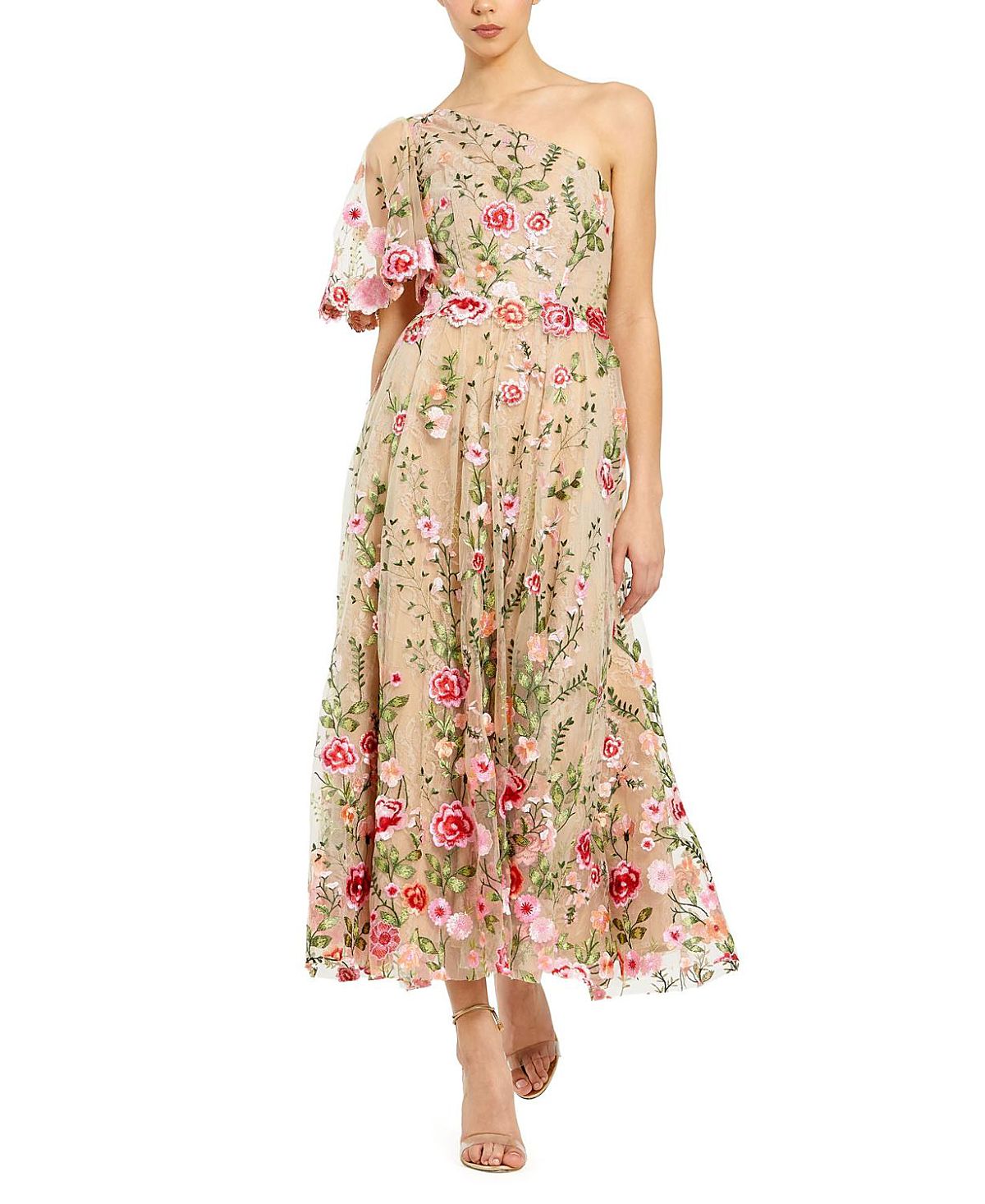 Mac Duggal One Shoulder Lace Embroidered Dress