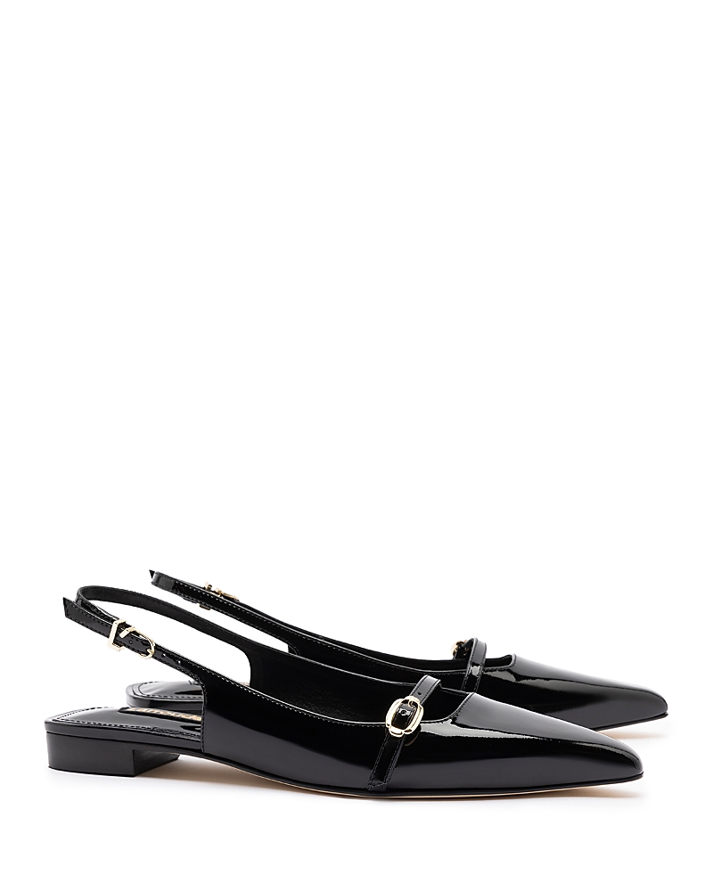 Larroude Women's Ines Buckled Slingback Flats