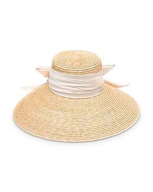 Eugenia Kim Mirabel Bow Straw Sun Hat In Tan/white
