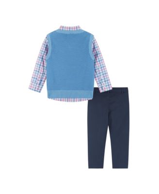Boys' Plaid Poplin and Sweater Vest Set - Little Kid, Big Kid