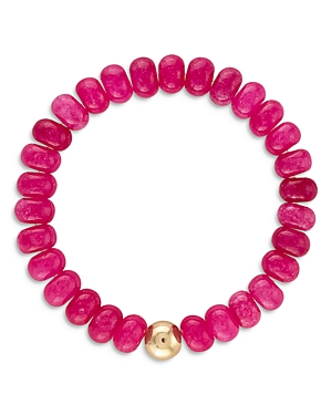 Shop Alexa Leigh Opal Beaded Bracelet In Pink/gold
