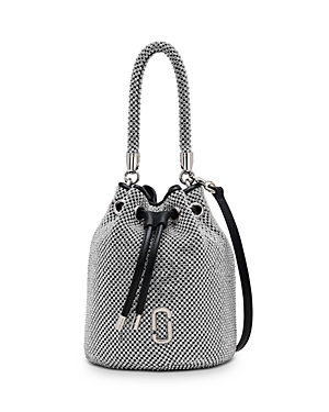 Shop Marc Jacobs The Rhinestone Crossbody Bucket Bag In Crystals/nickel