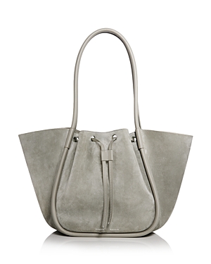 Shop Proenza Schouler Large Ruched Tote In Soft Suede In Gray