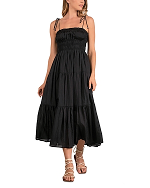 Shop Elan Smocked Midi Dress In Black