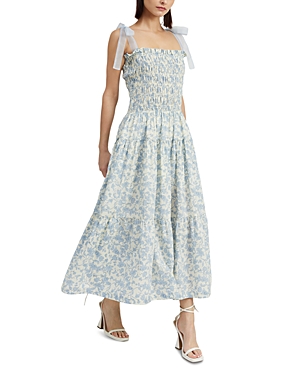 Shop En Saison Egret Maxi Dress In White/light Blue