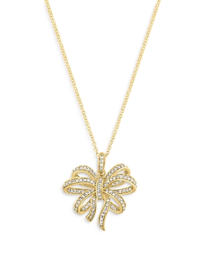 Shop Bloomingdale's Diamond Bow Pendant Necklace In 14k Yellow Gold, 0.50 Ct. T.w.