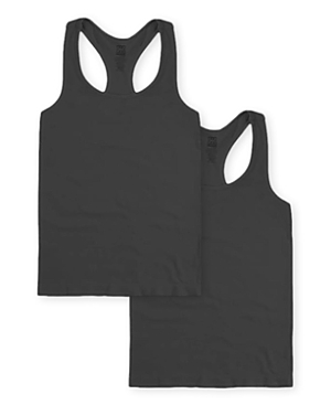 Malibu Sugar Bundle Of Two Ribbed Racer Back Tank Top 7-10 - Big Kid In Black-black
