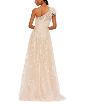Embellished One Shoulder A Line Gown