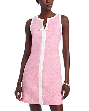 Shop Karl Lagerfeld Textured Knit Mini Dress In Fuschia/soft White