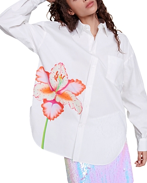 Shop Maje Ciajy Floral Graphic Shirt In White