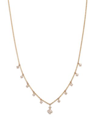 Bloomingdale's Fine Collection - Diamond Round & Baguette Dangle Collar Necklace in 14K Yellow Gold, 0.64 ct. t.w.