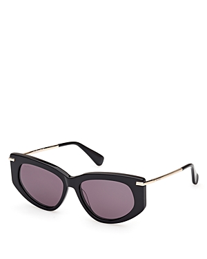 Shop Max Mara Round Sunglasses, 54mm In Black/purple Solid