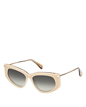 Shop Max Mara Round Sunglasses, 54mm In Ivory/gray Gradient
