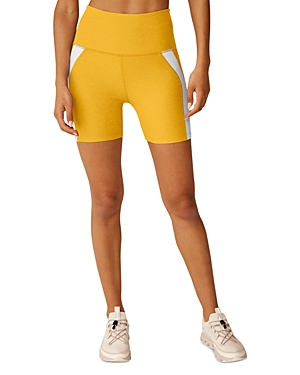 Beyond Yoga Spacedye Top Line Biker Shorts In Yellow