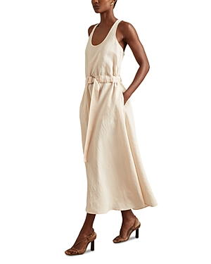 Reiss Cream Modal Blend Parachute Midi Dress In Cream