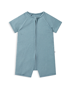 Shop Mori Unisex Short Sleeve Zip Romper - Baby In Sky