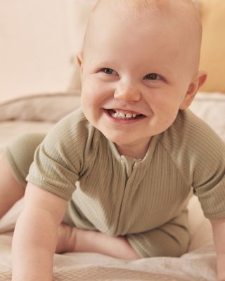 Unisex Short Sleeve Zip Romper - Baby