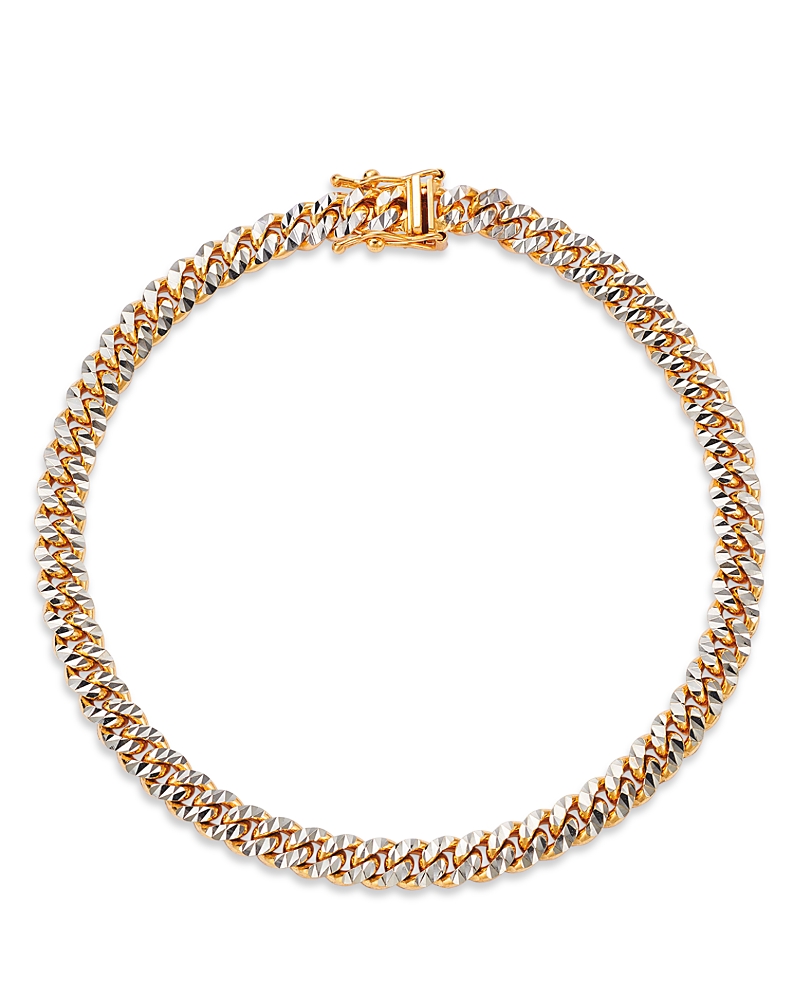 Bloomingdale’s Fine Collection Miami Cuban Link Chain Bracelet in 14K Yellow Gold & Rhodium Plated 14K Yellow Gold