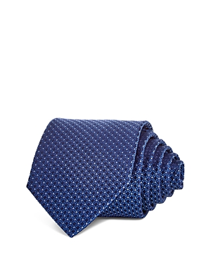 Shop The Men's Store At Bloomingdale's Micro Check Grid Silk Classic Tie - 100% Exclusive In Navy/blue
