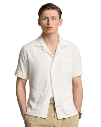 Polo Ralph Lauren Cotton Textured Classic Fit Button Down Camp Shirt ...