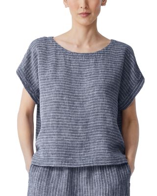 Eileen Fisher Ballet Neck Linen Top Bloomingdale s