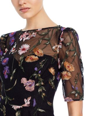 rickie freeman for teri jon floral-embroidered tulle dress Navy Floral Sequin Maxi Dress – self-portrait main image 0
