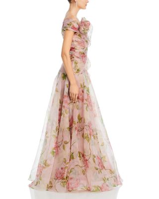 Organza Ruffled Rosette Gown