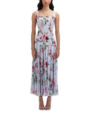 Oscar de la Renta - Poppies Cady Godet Inset Dress