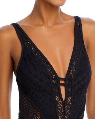 Color Play Plunge Neck One Piece Swimsuit