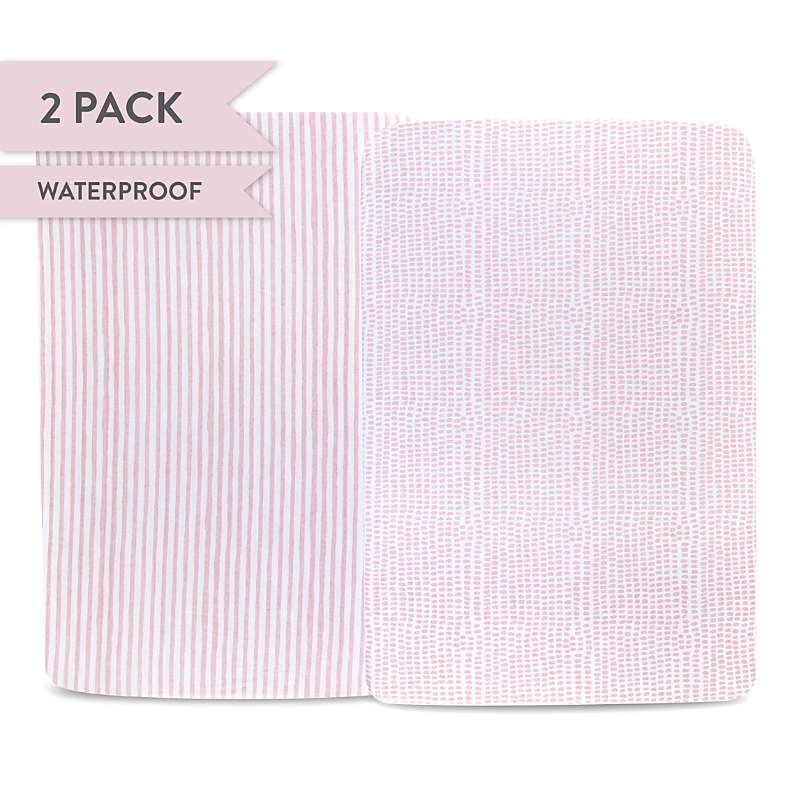 Ely's & Co. Waterproof Pack N Play Mini Portable Crib Sheet Set In Mauve Stripes Splash