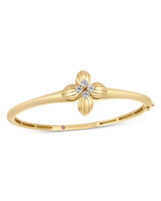 Roberto Coin - 18K Yellow Gold Love in Verona Diamond Flower Bangle Bracelet - Exclusive