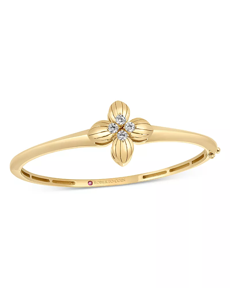 Roberto Coin 18K Yellow Gold Love in Verona Diamond Flower Bangle Bracelet - Exclusive
