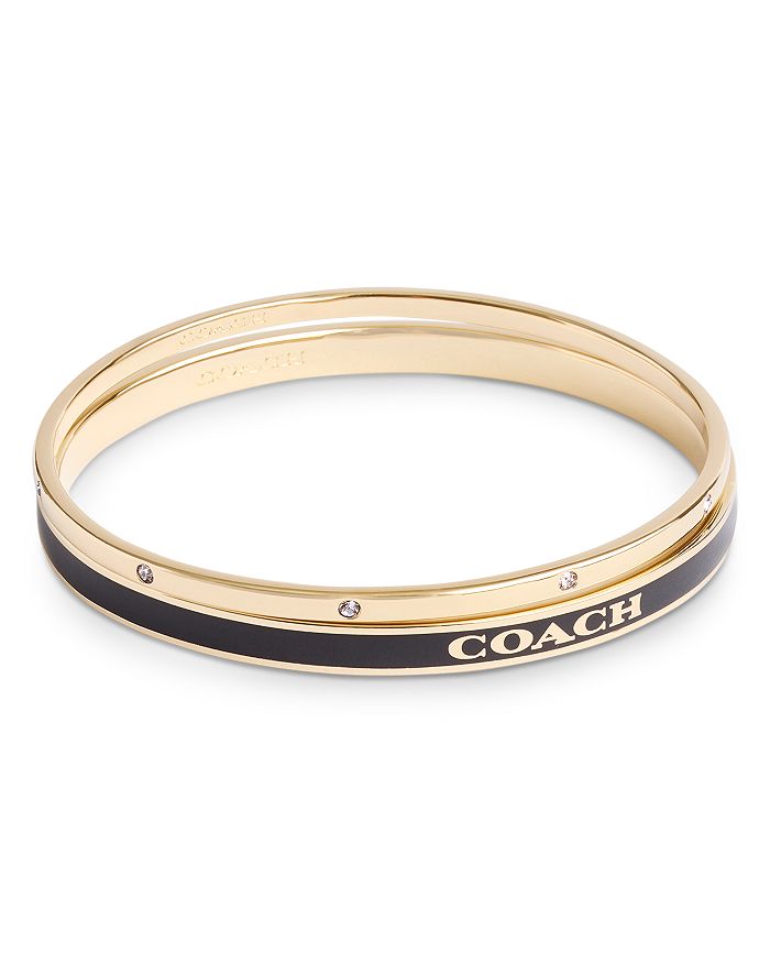 COACH Pavé & Color Inlay Logo Bangle Bracelets, Set of 2 | Bloomingdale's