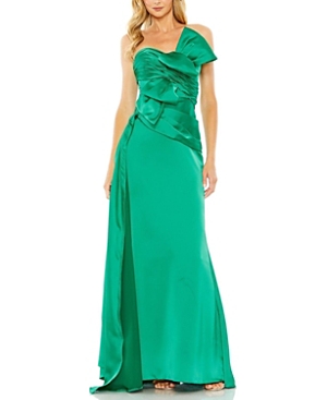 Shop Mac Duggal Strapless Bow Front Detailed Gown In Emerald