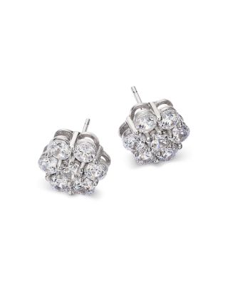 Diamond Flower Cluster Stud Earrings in 14K White Gold, 2.0 tcw