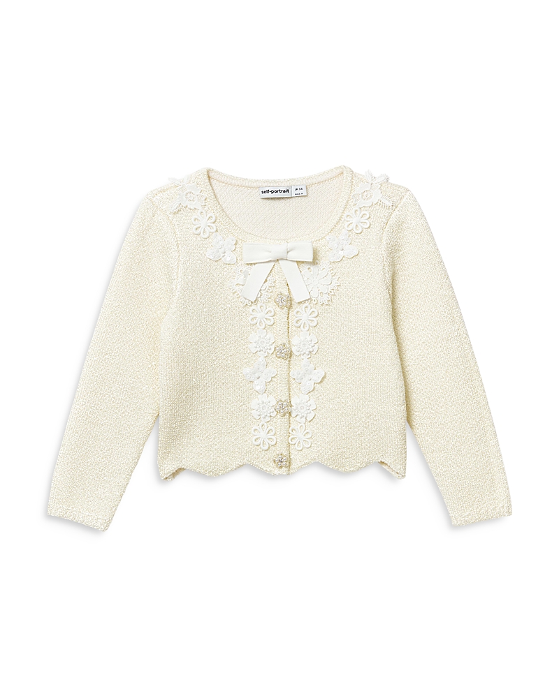 Self-portrait Sequinned Cardigan In Cream