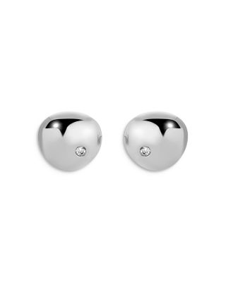 Pav&eacute; Polished Pebble Stud Earrings