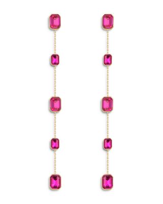 Color Crystal Linear Drop Earrings in 18K Gold Plated