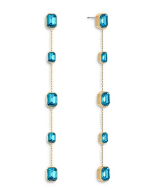 Color Crystal Linear Drop Earrings in 18K Gold Plated