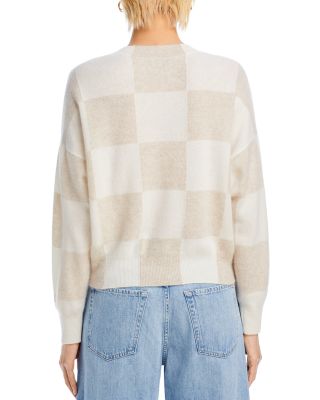 100% Cashmere Brushed Cropped Check Sweater - Exclusive