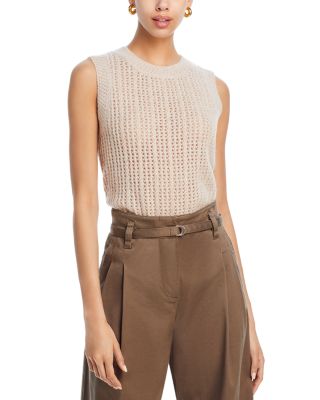 C by Bloomingdale's Cashmere - Crochet Crewneck Vest