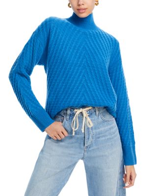 C by Bloomingdale's Cashmere - Drop Shoulder Waffle Mock Neck Sweater - Exclusive