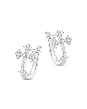 Diamond Cross Hoop Earrings in 14K White Gold, 0.25 ct. t.w.
