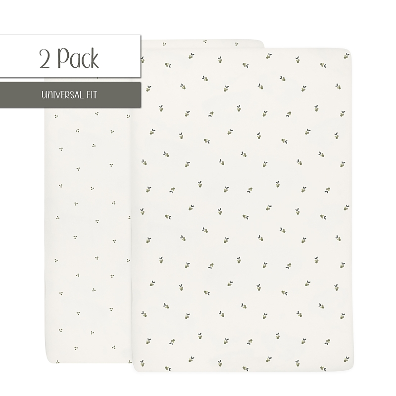 Ely's & Co. Waterproof Pack N Play Mini Portable Crib Sheet Set In Sage Berry Cluster Dot