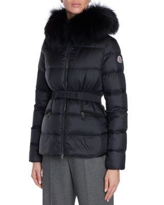 Moncler - Boed Belted Down Jacket with Shearling Hood Trim