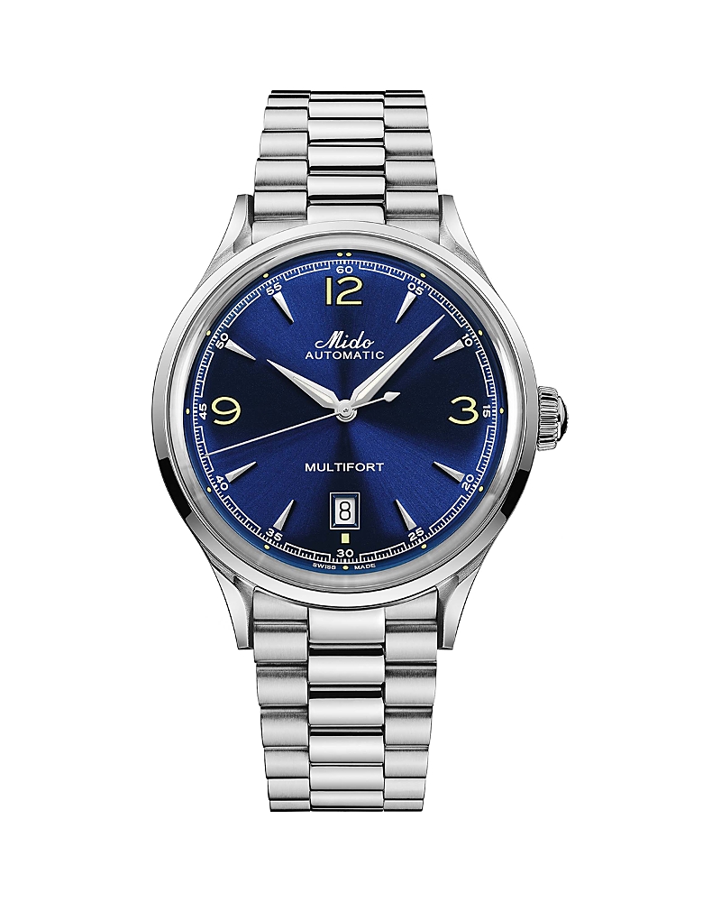 Mido Multifort Powerwind Watch, 40mm In Blue/silver