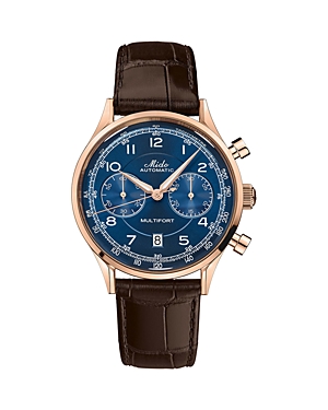 Shop Mido Multifort Patrimony Chronograph, 42mm In Blue/brown