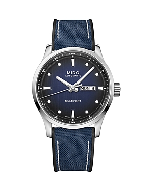 Mido Men's Swiss Automatic Multifort Blue Textile Strap Watch 42mm In Blue