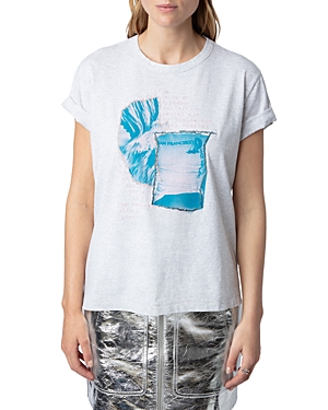 Shop Zadig & Voltaire Anya Photo Print Cotton Tee In Gris Chine